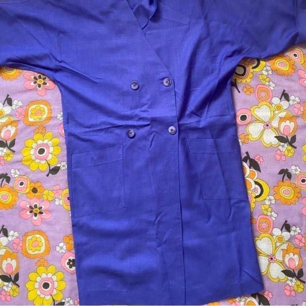 Vintage 1980s Linen Purple Suit Dress Womens 8 US